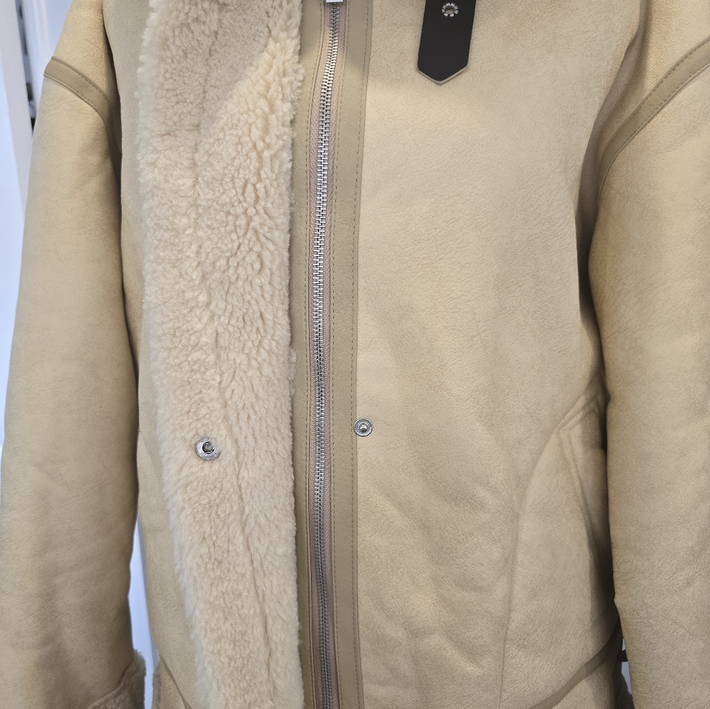 Shearling Aviator Jacket Leather Sand - Picture 9 of 16